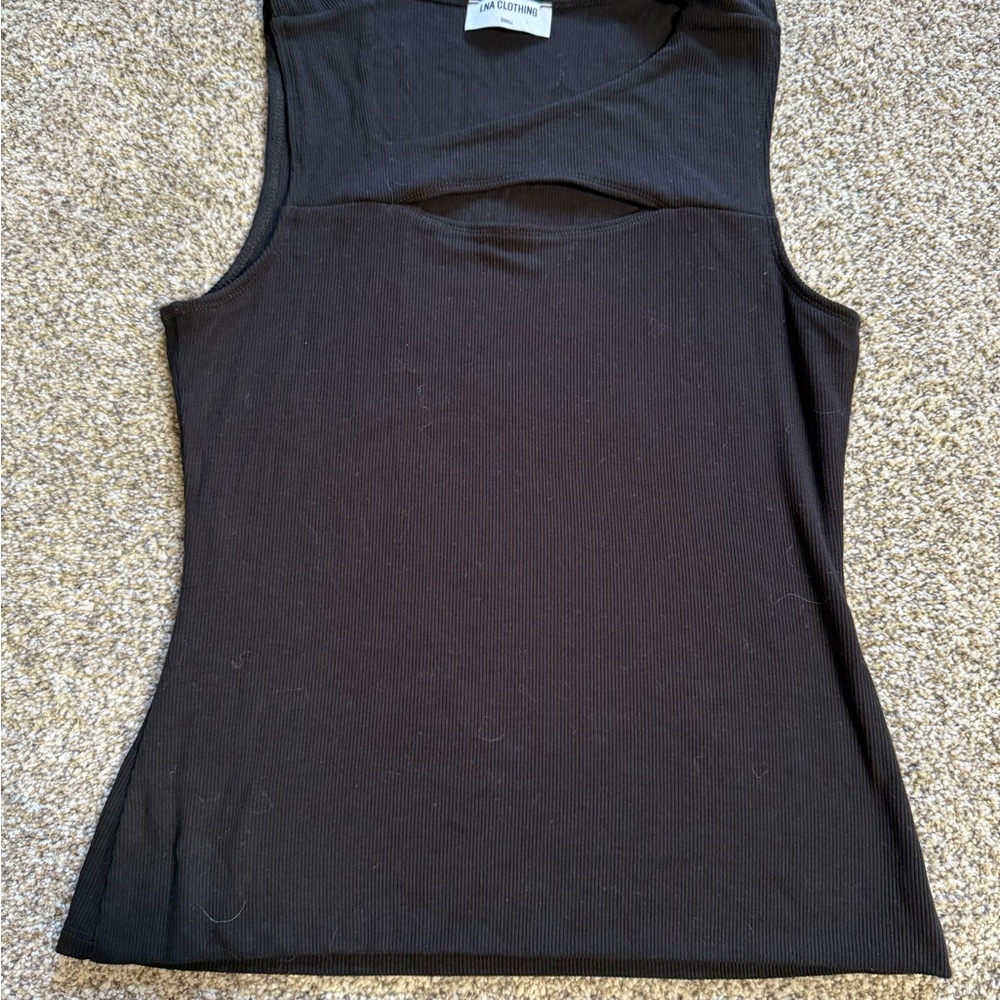 LNA Black Cutout Tank Top